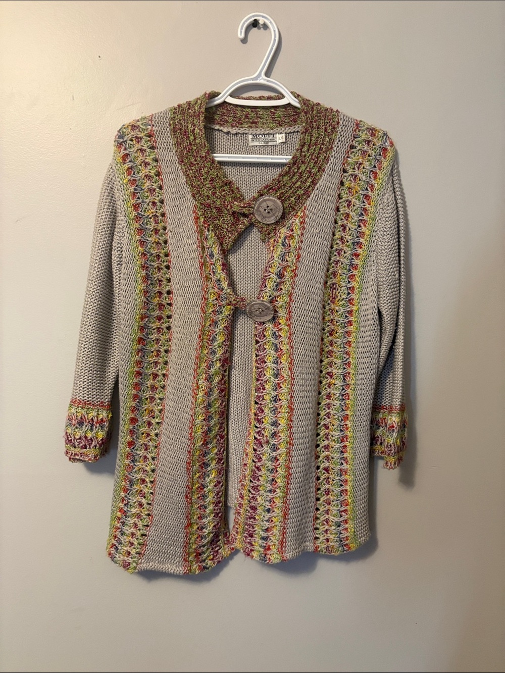 Moffi International Multi colour knit Sweater with two button closure